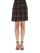 Dolce & Gabbana Multicolor High Waist Tartan Tweed Pencil Cut Skirt