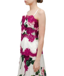 Dolce & Gabbana White Rose Print Satin Lace Tank Top Lingerie