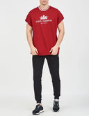 Dolce & Gabbana Red Logo Crown Cotton Crew Neck T-shirt