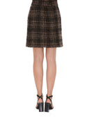 Dolce & Gabbana Multicolor High Waist Tartan Tweed Pencil Cut Skirt