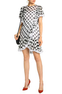 Dolce & Gabbana White Polka Dotted Silk Blend A-line Dress