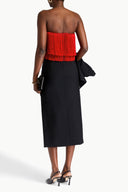 Dolce & Gabbana Red Silk Strapless Fringe Crop Tube Top