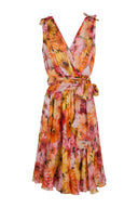 Dolce & Gabbana Multicolor Floral Silk V-neck Chiffon Dress
