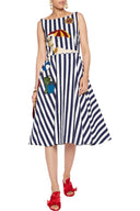 Dolce & Gabbana Blue White Striped Embroidered A-line Dress